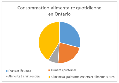 L'image est un diagramme circulaire de l'apport nutritionnel quotidien des Ontariens.