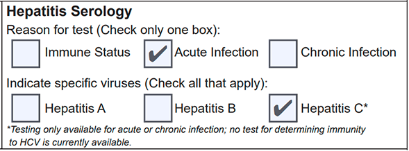 Tests that will be performed: Anti-HCV