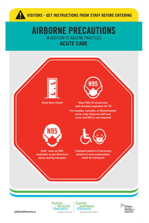 Standardized Infection Prevention and Control airborne stop signage card for hospitals.