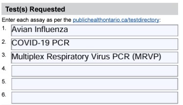 Avian Flu Test Requested