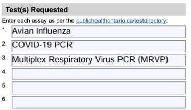Avian Flu Test Requested